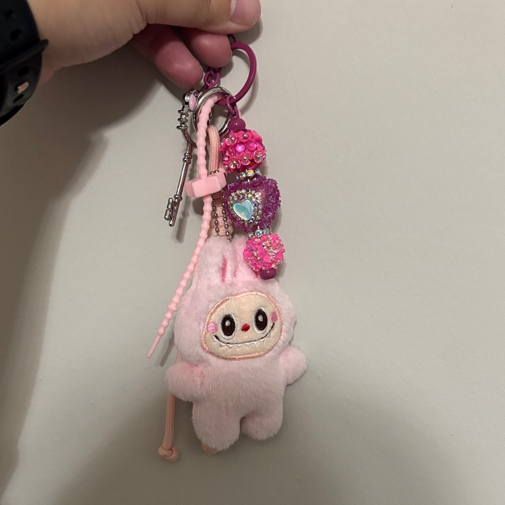 Pink Plush Bunny Keychain